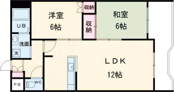 CORSA五稜郭(2LDK/3階)の間取り写真
