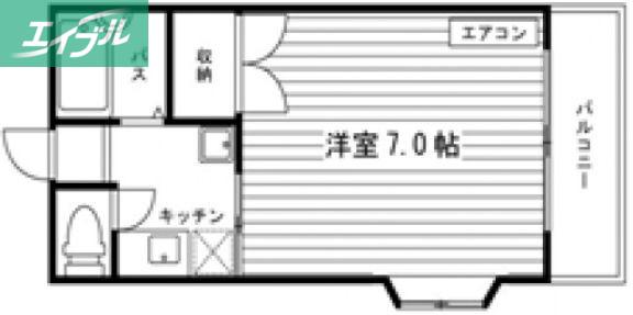 カナンハイツ津高(1K/3階)の間取り写真