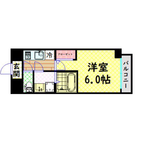 エスリード難波AGREA(1K/9階)の間取り写真