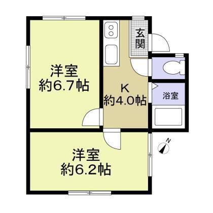 ジュネス八洲(2K/2階)の間取り写真