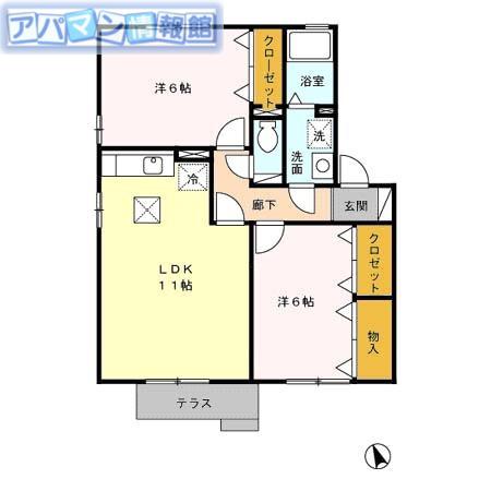 マウルールC棟(2LDK/1階)の間取り写真