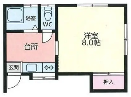 第2こまくさ荘(1DK/1階)の間取り写真