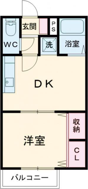 アンフォーラ広瀬C(1DK/2階)の間取り写真