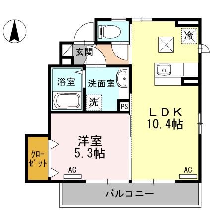 エスト・サンドエル(1LDK/1階)の間取り写真
