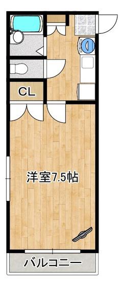アムラックスII(1K/3階)の間取り写真