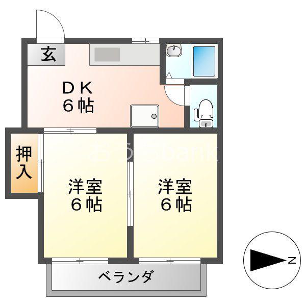フォーブル岡田(2DK/2階)の間取り写真