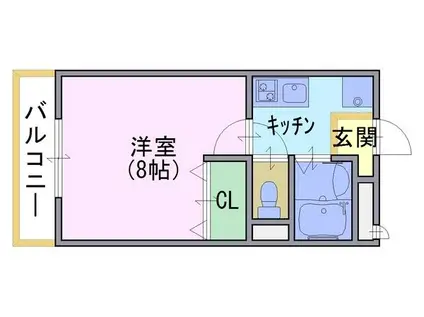 シャトーむくのき(1K/1階)の間取り写真