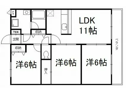 グランドール広野(3LDK/2階)の間取り写真