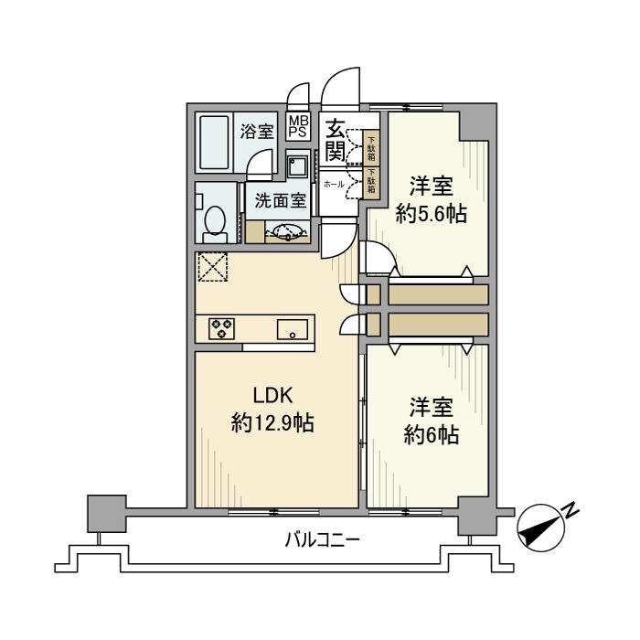 ダイアパレス新板橋(2LDK/9階)の間取り写真