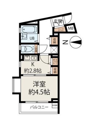 クレメント白金JP(ワンルーム/1階)の間取り写真