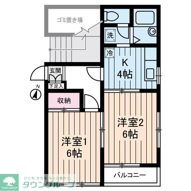 ハイムけやき(2K/1階)の間取り写真