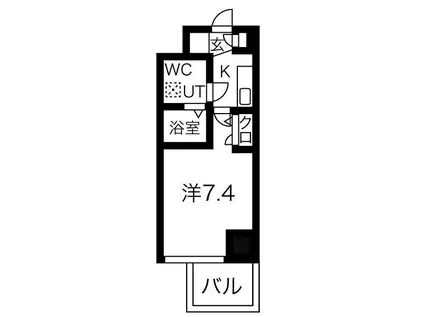 ミュプレ北浜イースト(1K/14階)の間取り写真