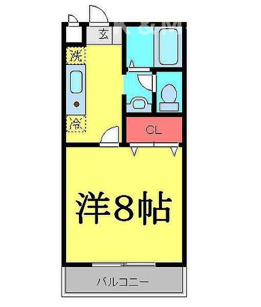 メゾンソレアード(1K/2階)の間取り写真