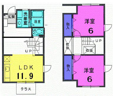 サンパティーク・ハウス(2LDK/1階)の間取り写真