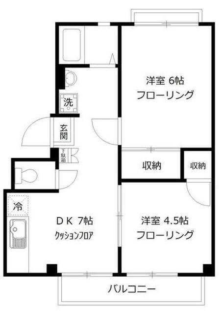 グリーンハイツI(2DK/1階)の間取り写真