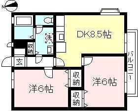 アクゼットI(2DK/2階)の間取り写真