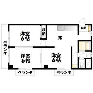 新泉ビル(2LDK/2階)の間取り写真