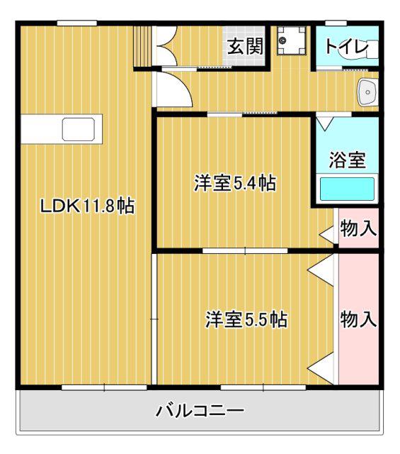 フォレスト住吉A(2LDK/2階)の間取り写真