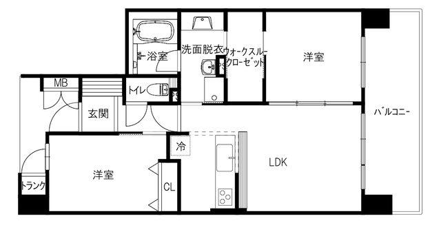 サーパス玉川町(2LDK/7階)の間取り写真