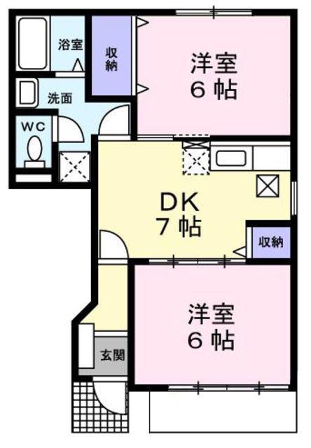 T&Tレジデンス牛浜(2LDK/1階)の間取り写真