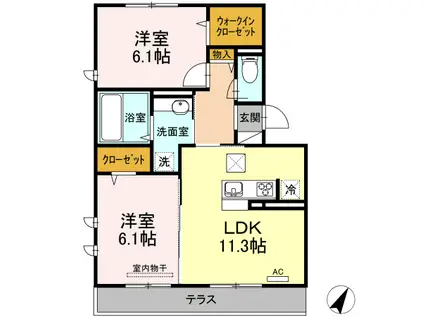 レグルス C棟(2LDK/1階)の間取り写真