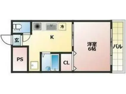 サンハイツバロン(1K/2階)の間取り写真