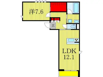 ルーチェウィルIII(1LDK/3階)の間取り写真