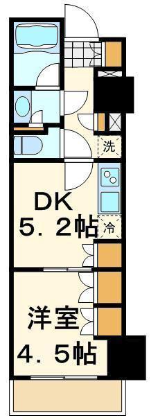 パークハビオ門前仲町(1DK/9階)の間取り写真