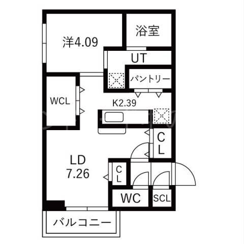 メラ ヴェルデ(1LDK/4階)の間取り写真