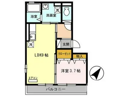 シャルム山下1(1LDK/2階)の間取り写真