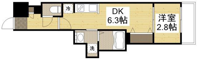 月光加賀(1DK/6階)の間取り写真