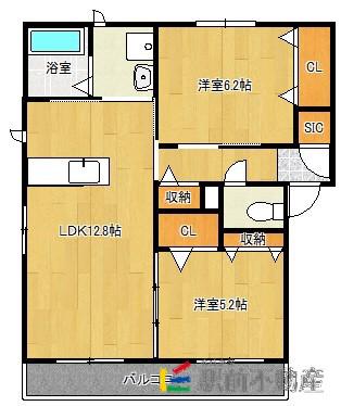 メゾンボヌール大利(2LDK/1階)の間取り写真