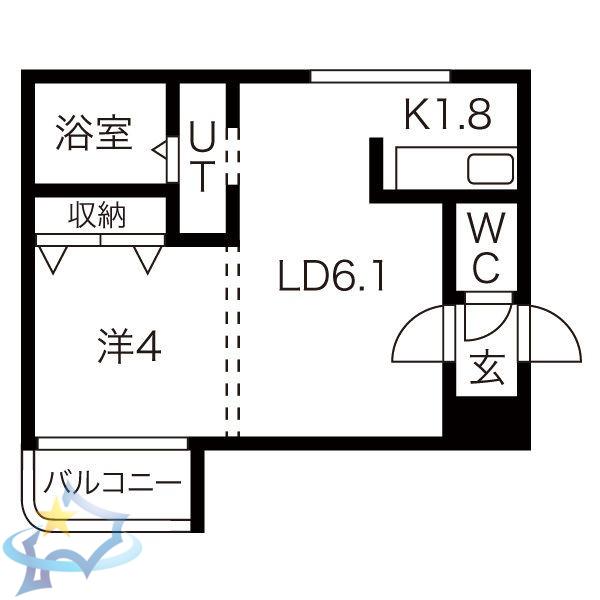 ル・ノール弐番館(1LDK/4階)の間取り写真