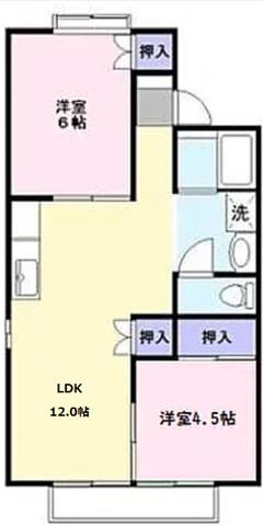 カーサ金子(2LDK/1階)の間取り写真