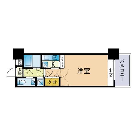 エステートモア浄水通(1K/3階)の間取り写真