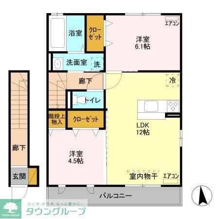フォンテーヌ III(2LDK/2階)の間取り写真