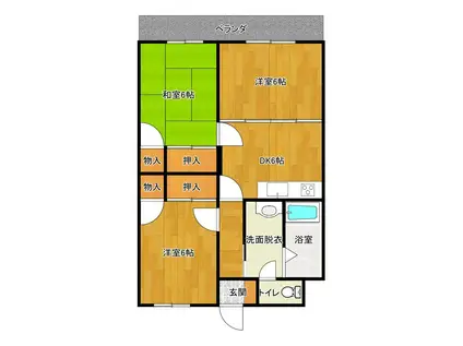 ヴィーナス(3DK/2階)の間取り写真