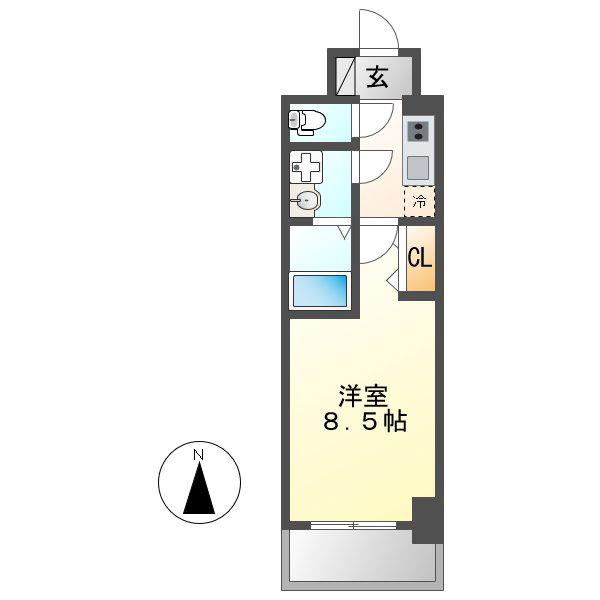 S-RESIDENCE浄心II(1K/9階)の間取り写真
