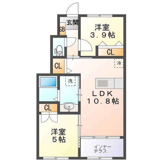 洸 II(2LDK/1階)の間取り写真