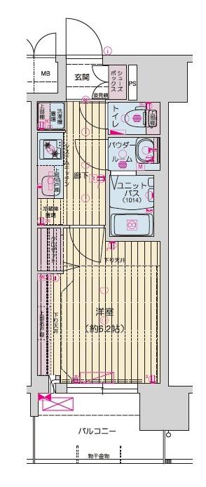 プレリス尼崎レーネヴィア(1K/3階)の間取り写真