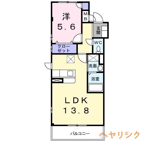 WEALTH CRANE(1LDK/3階)の間取り写真