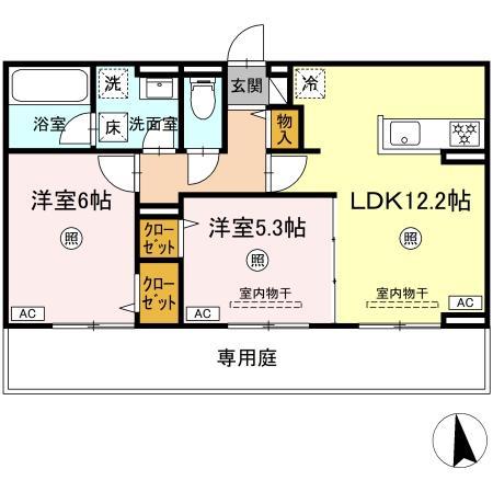CHOUETTE(2LDK/1階)の間取り写真