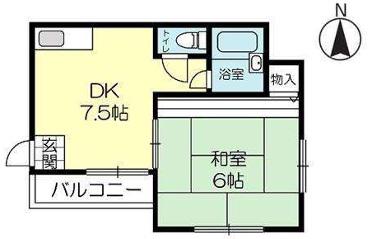 リバティ西脇(1DK/1階)の間取り写真