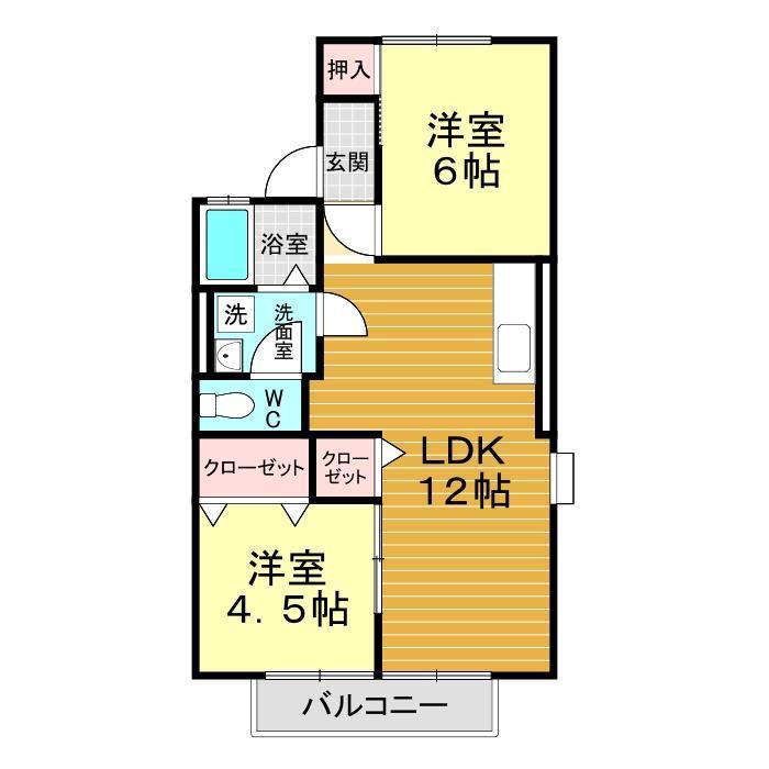 バイスハイム(2LDK/2階)の間取り写真