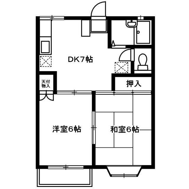 メープルハイツ(2DK/2階)の間取り写真