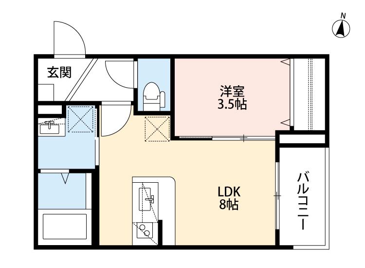 CRASTINE岩田町5丁目(1LDK/1階)の間取り写真