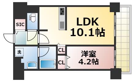グランパシフィック田島LUXE(1LDK/1階)の間取り写真