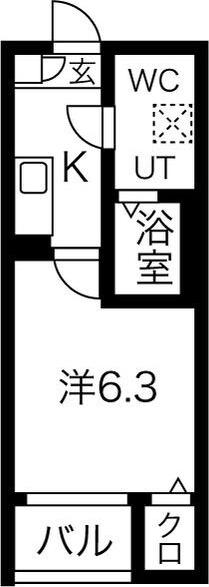 メイクスR矢田I(1K/1階)の間取り写真
