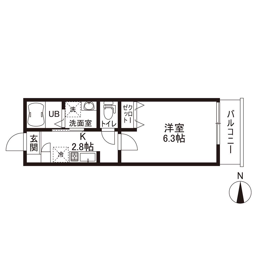 CONTECASA弘明寺(1K/1階)の間取り写真