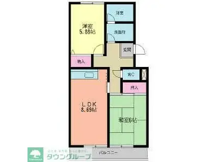 パティオ東菅野コミュニティ2(2LDK/2階)の間取り写真
